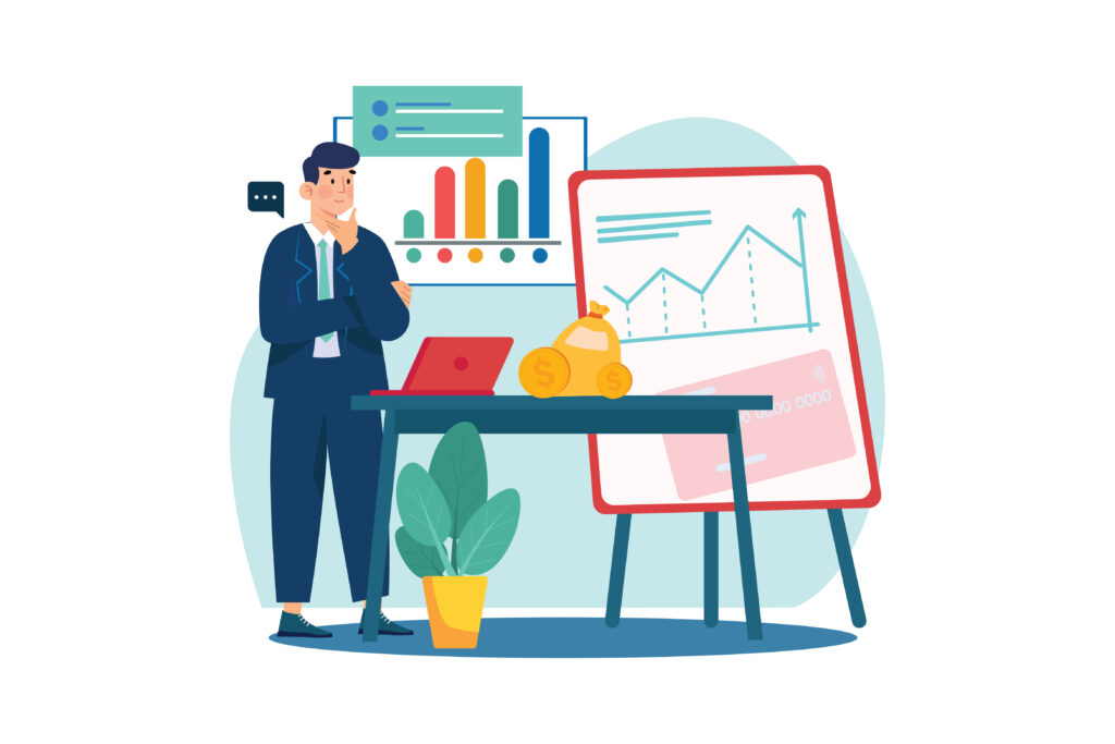 Vector image of person thinking about budget